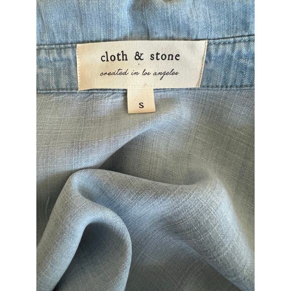 CLOTH & STONE Chambray Button Down Long Sleeve Belted Jumpsuit Sz Small - Picture 7 of 10